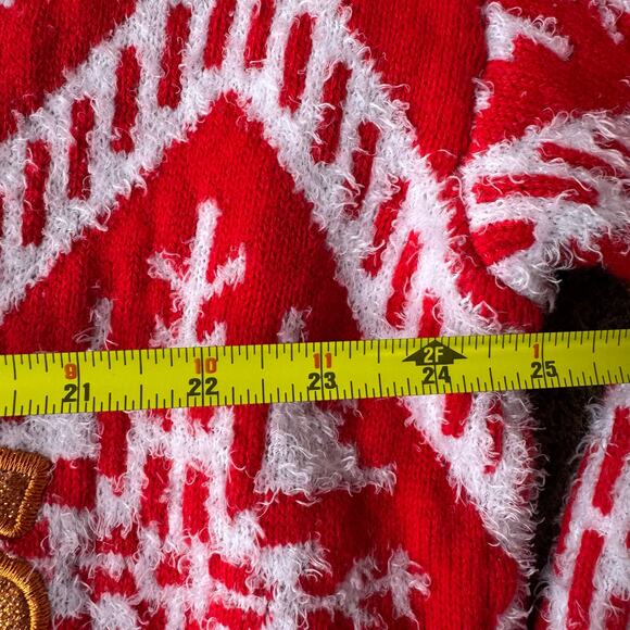 Merry Christmas Fairisle Ugly Holiday Sweater Sequins Warm Red Womens 2X 20-22 - Picture 7 of 7
